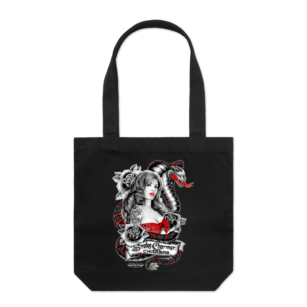 Snake Charmer girl Tote Bag