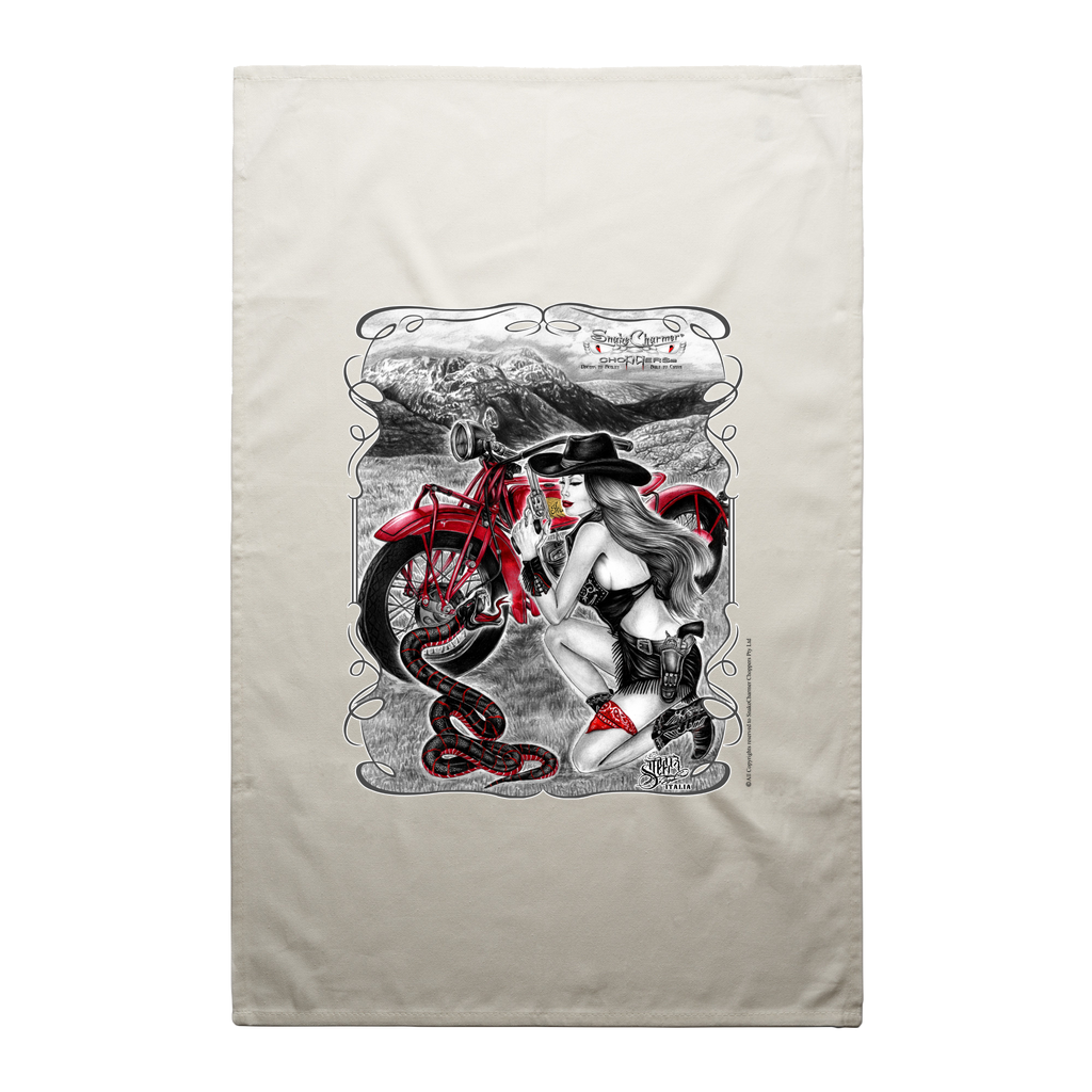 SnakeCharmer cowgirl Tea Towel