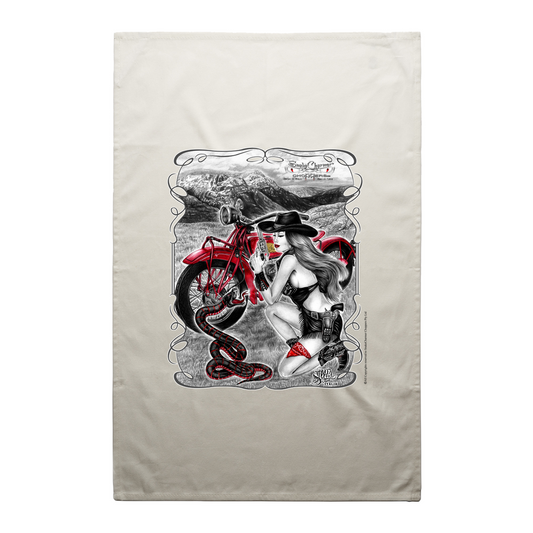 SnakeCharmer cowgirl Tea Towel