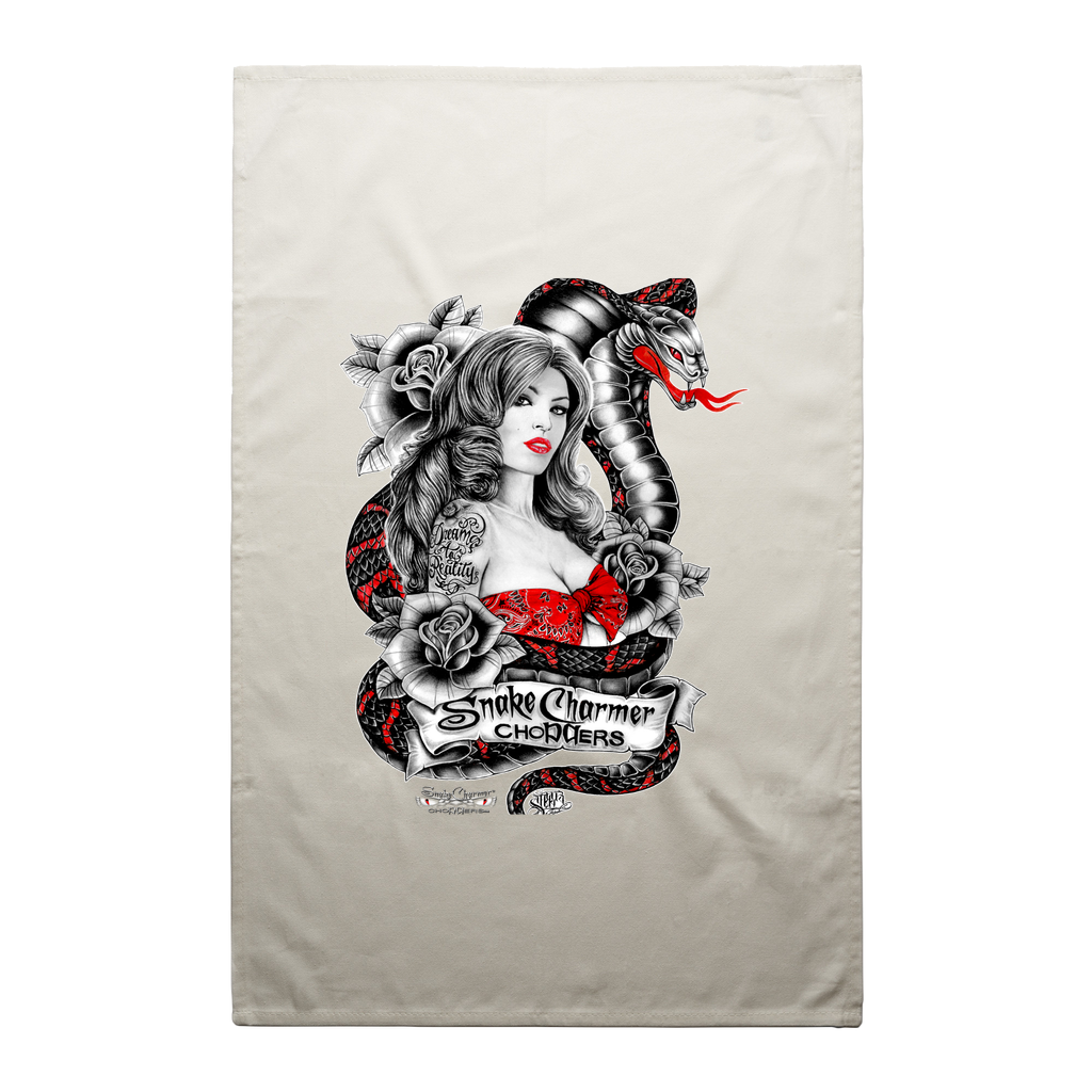 Snake Charmer girl Tea Towel