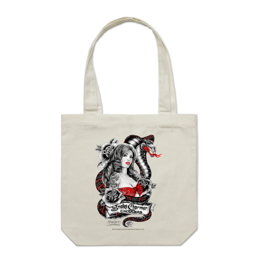 Snake Charmer girl Tote Bag