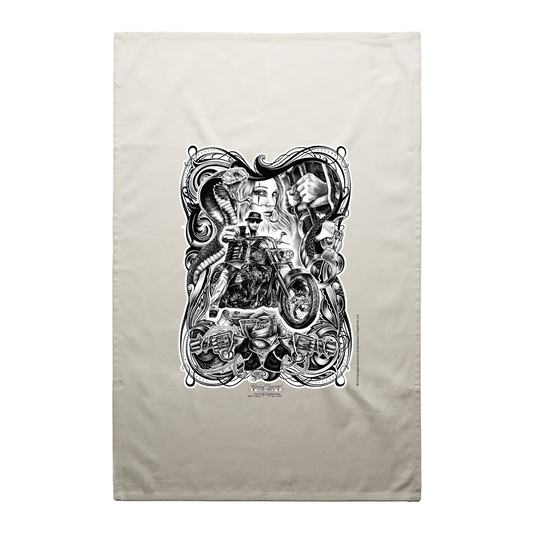 SnakeCharmer black Tea Towel